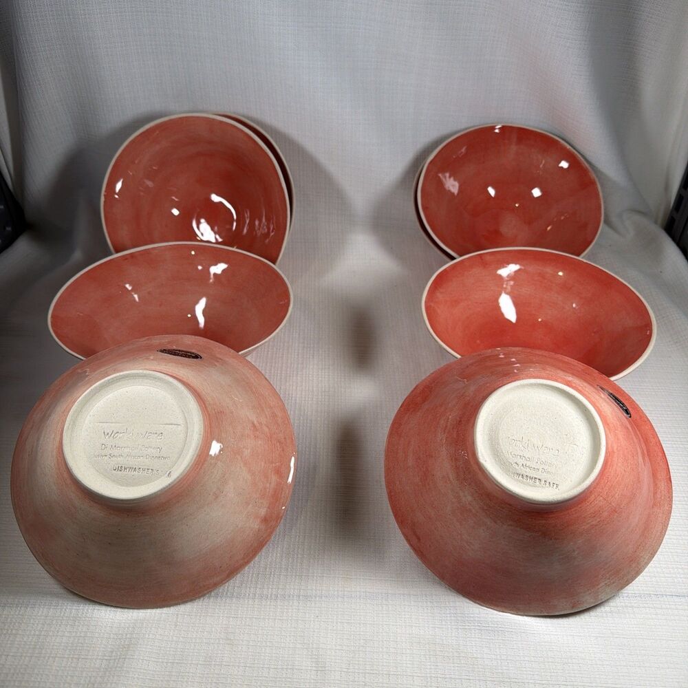 Wonki Ware Di Marshall South Africa Coral Ceramic Bowls - Set of 4 Size 7”